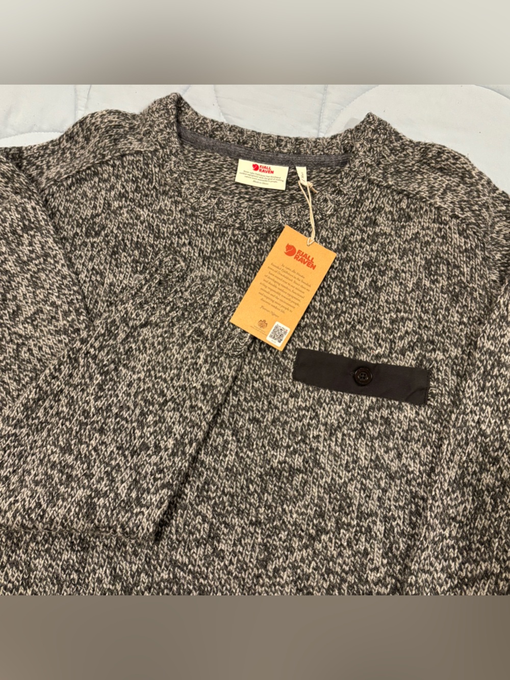 Fjallraven Lada Round-Neck Sweater Mens Wool Blend Gray Marled Knit XXL 84139